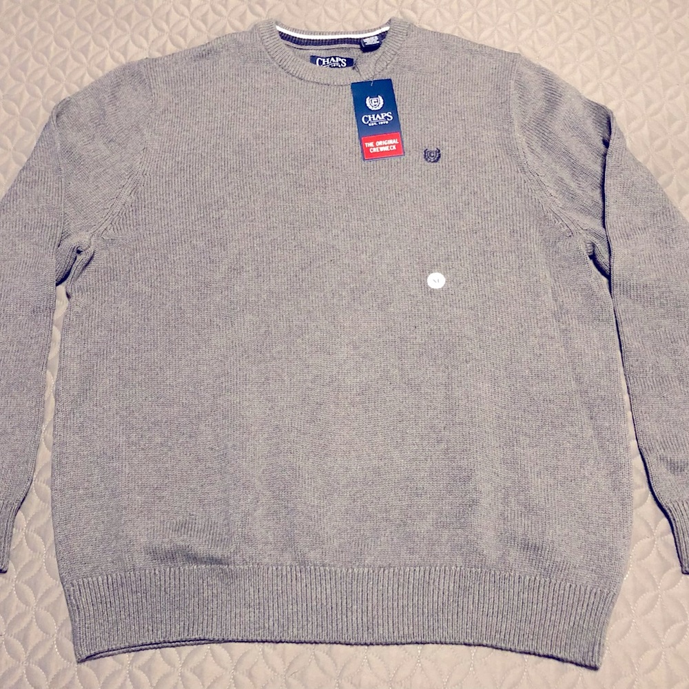 Chaps Xl Grey Cotton Sweater Brand New with tags